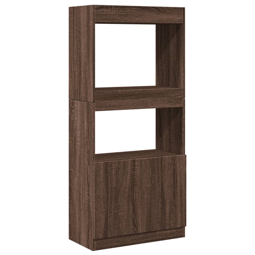 Buffet haut chêne marron 63x33x140 cm bois d'ingénierie - XIOS