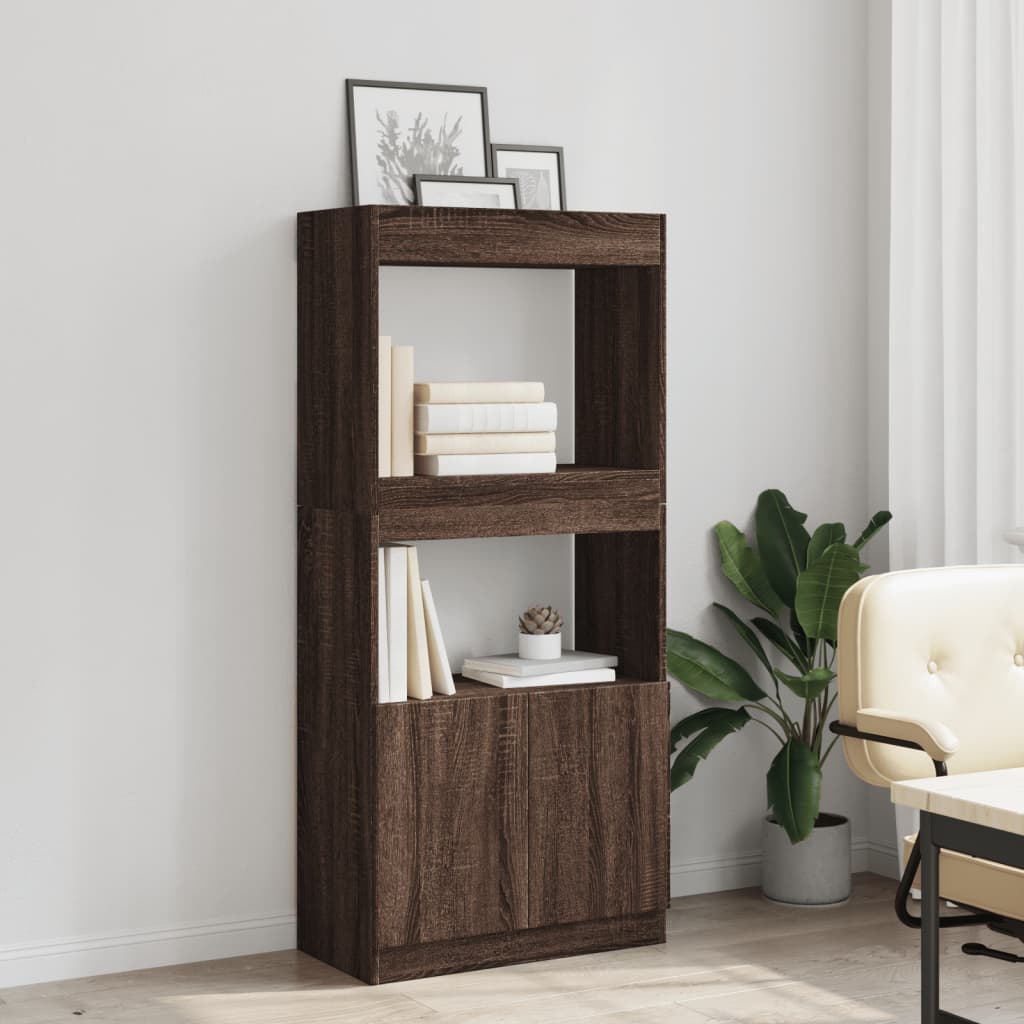 Buffet haut chêne marron 63x33x140 cm bois d'ingénierie - XIOS