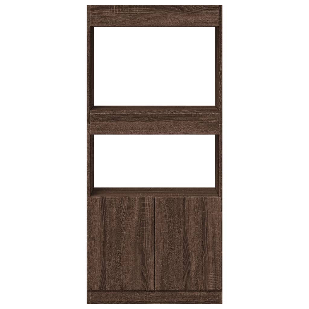 Buffet haut chêne marron 63x33x140 cm bois d'ingénierie - XIOS