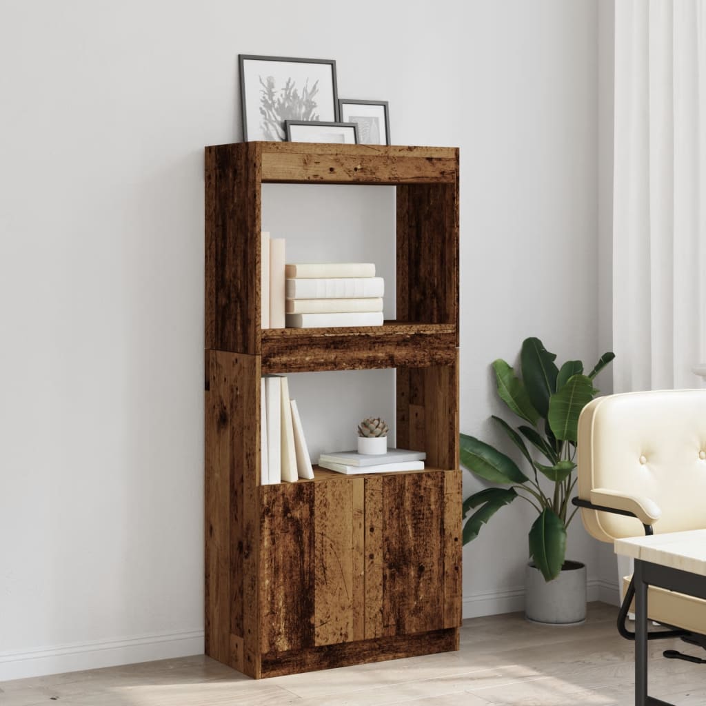 Buffet haut vieux bois 63x33x140 cm bois d'ingénierie - XIOS