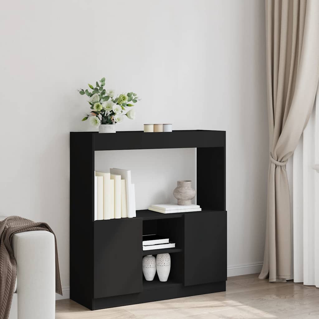 Buffet haut noir 92x33x100 cm bois d'ingénierie - XIOS