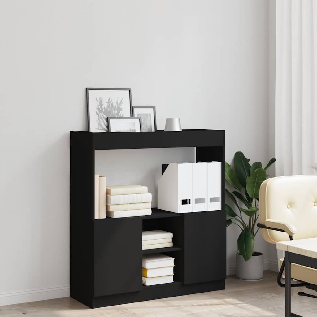 Buffet haut noir 92x33x100 cm bois d'ingénierie - XIOS