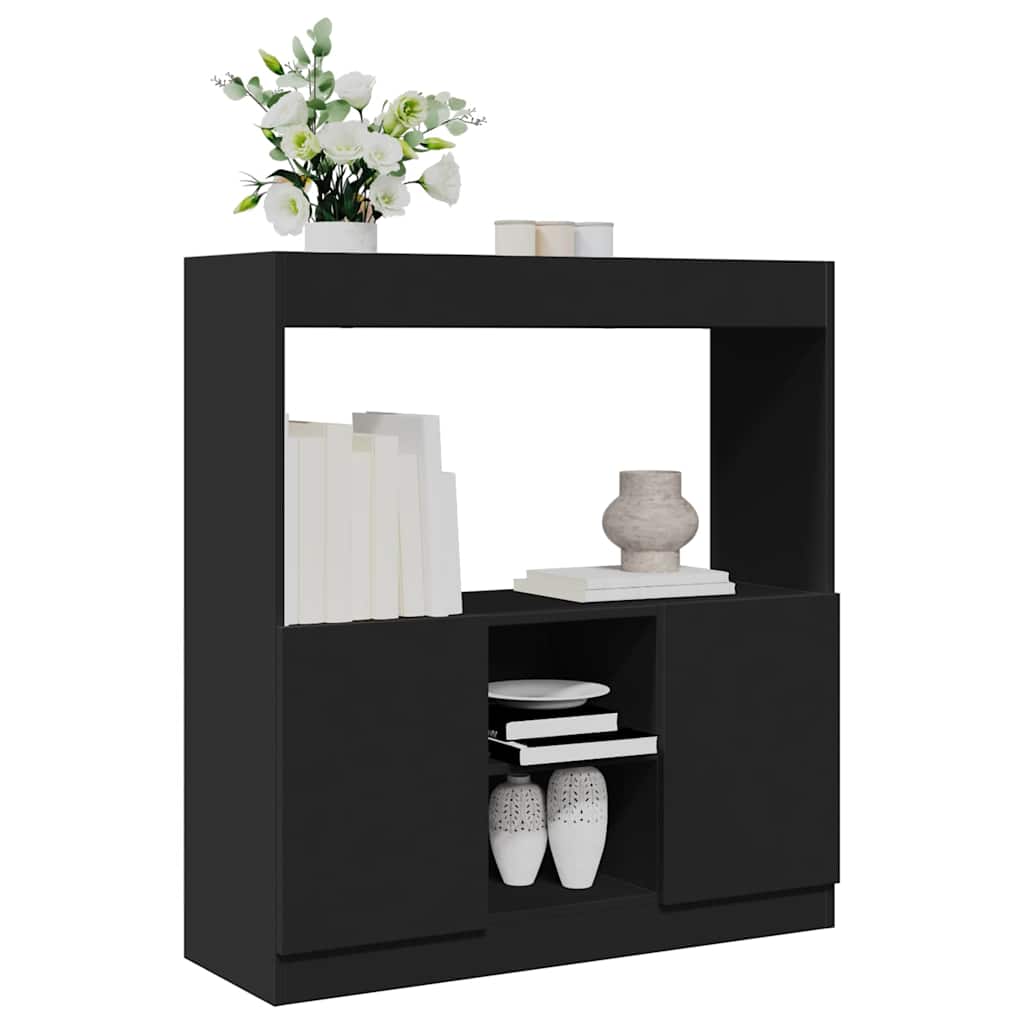 Buffet haut noir 92x33x100 cm bois d'ingénierie - XIOS