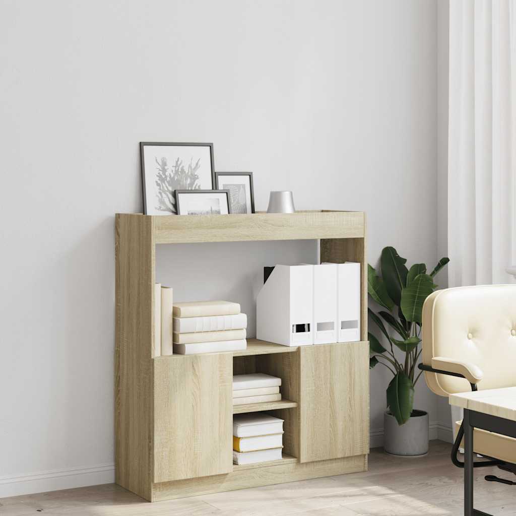 Buffet haut chêne sonoma 92x33x100 cm bois d'ingénierie - XIOS