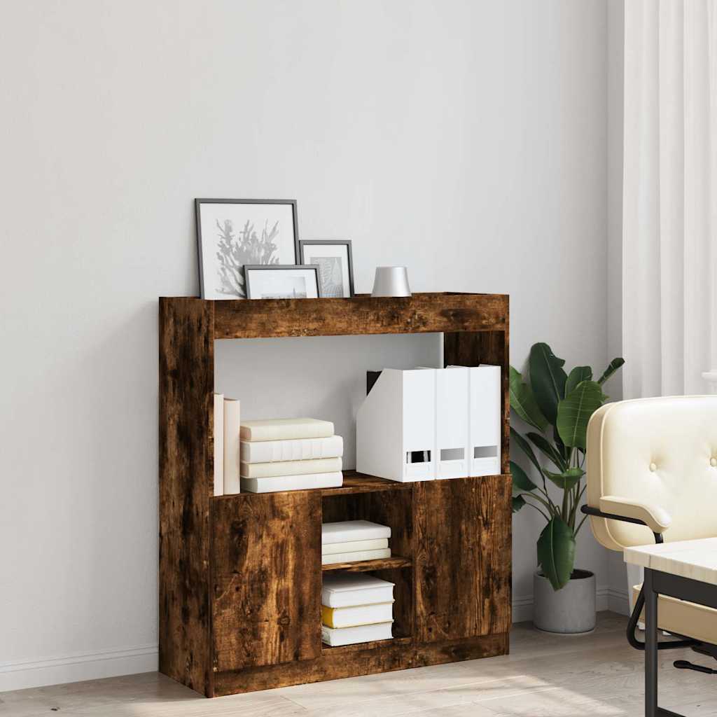 Buffet haut chêne fumé 92x33x100 cm bois d'ingénierie - XIOS