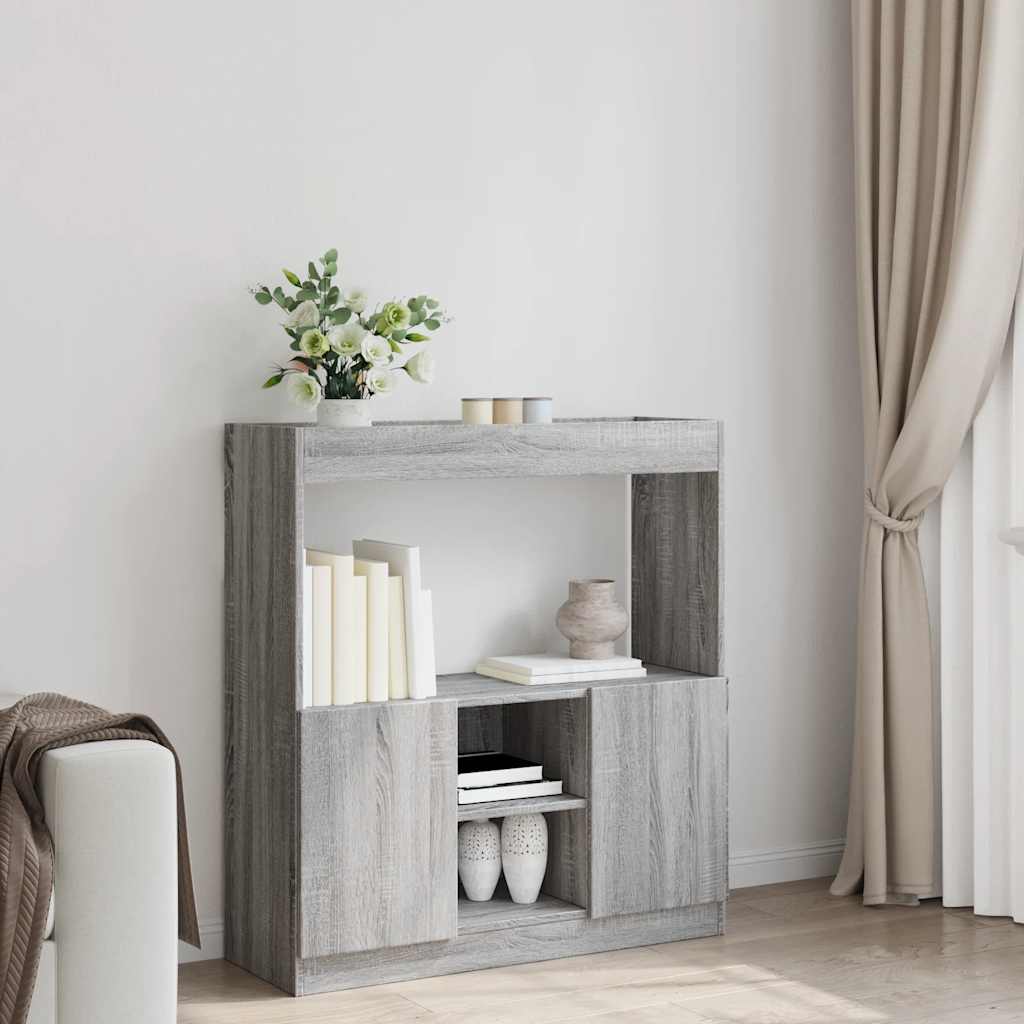 Buffet haut sonoma gris 92x33x100 cm bois d'ingénierie - XIOS