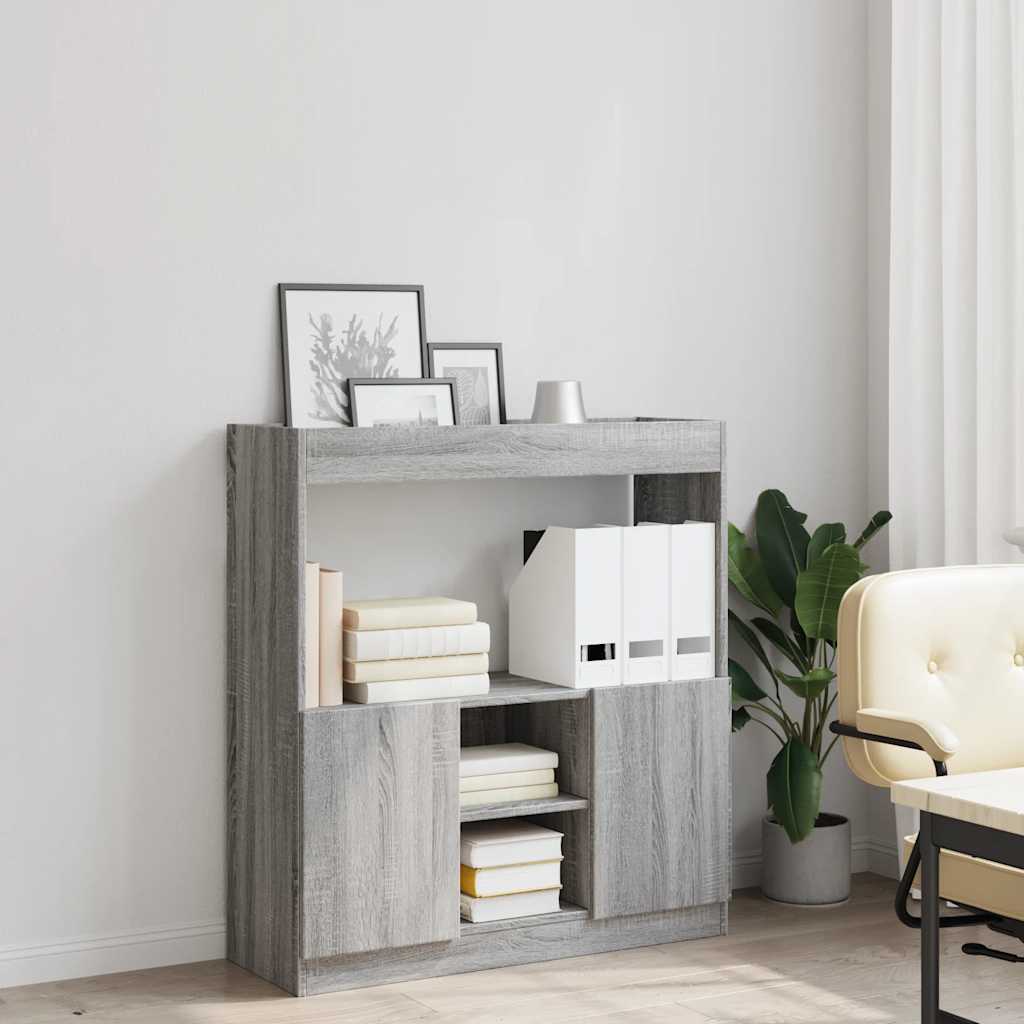 Buffet haut sonoma gris 92x33x100 cm bois d'ingénierie - XIOS