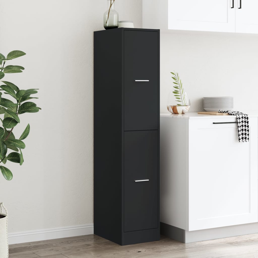 Armoire d'apothicaire noir 30x41x144,5 cm bois d'ingénierie