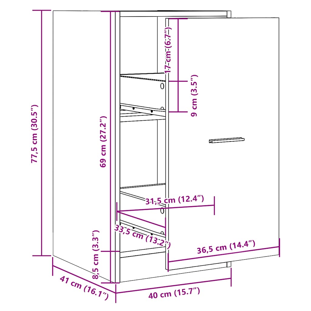 Armoire d'apothicaire blanc 40x41x77,5 cm bois d'ingénierie
