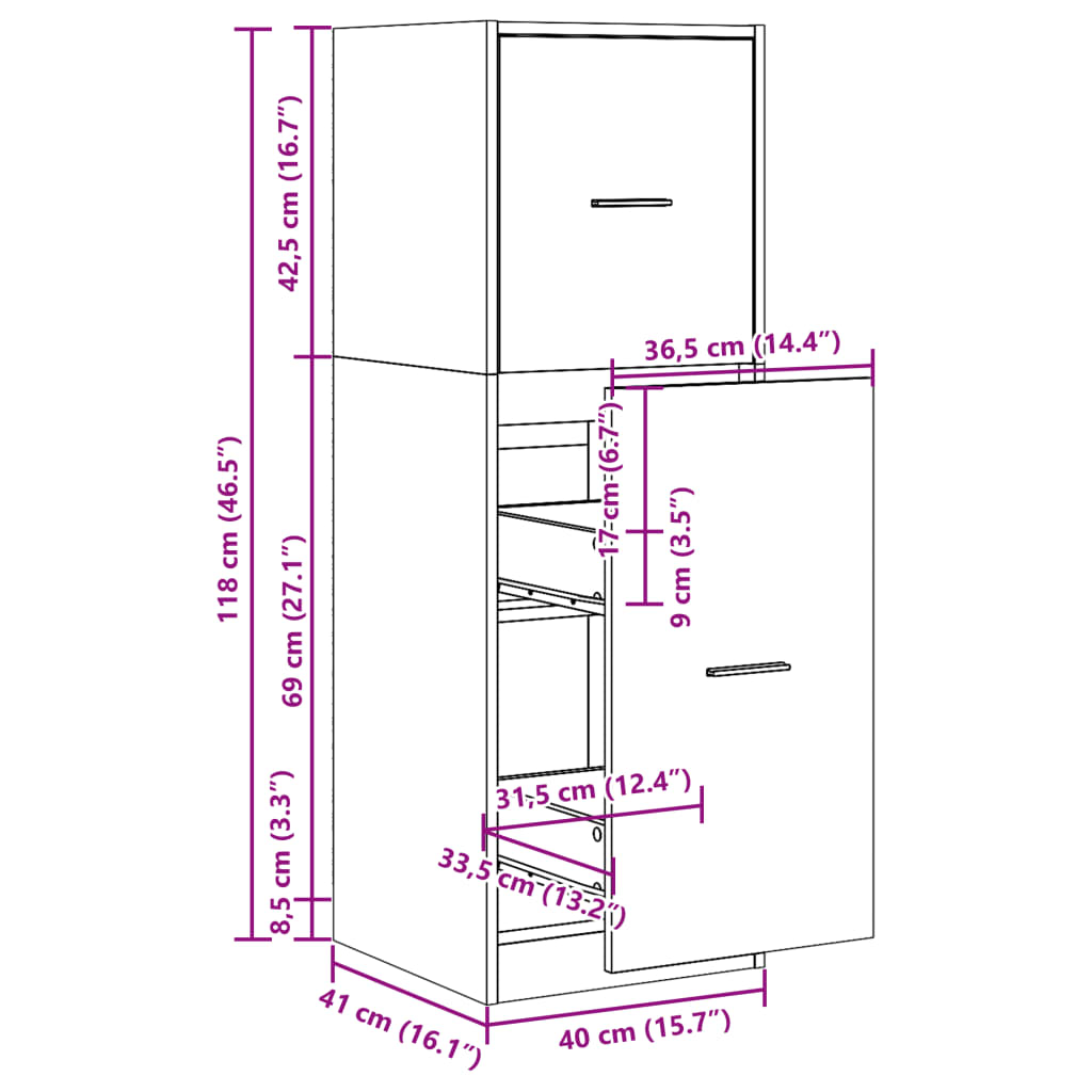 Armoire d'apothicaire blanc 40x41x118 cm bois d'ingénierie