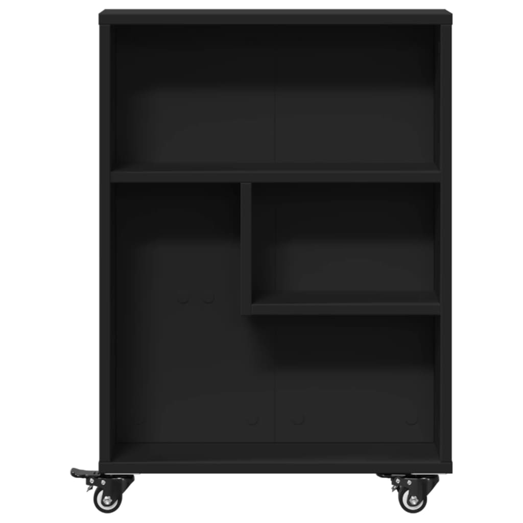 Chariot de rangement étroit noir 48x13x68 cm bois d'ingénierie - XIOS