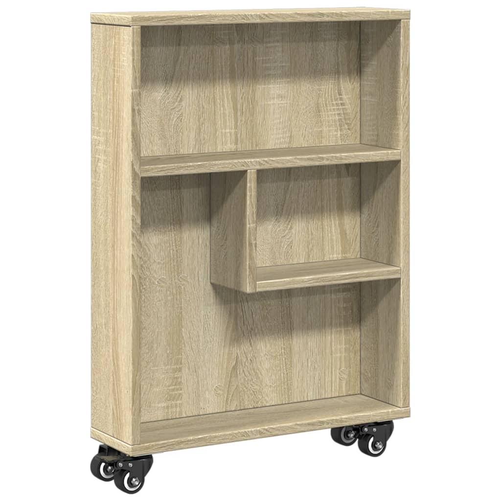 Chariot de rangement étroit chêne sonoma bois d'ingénierie - XIOS