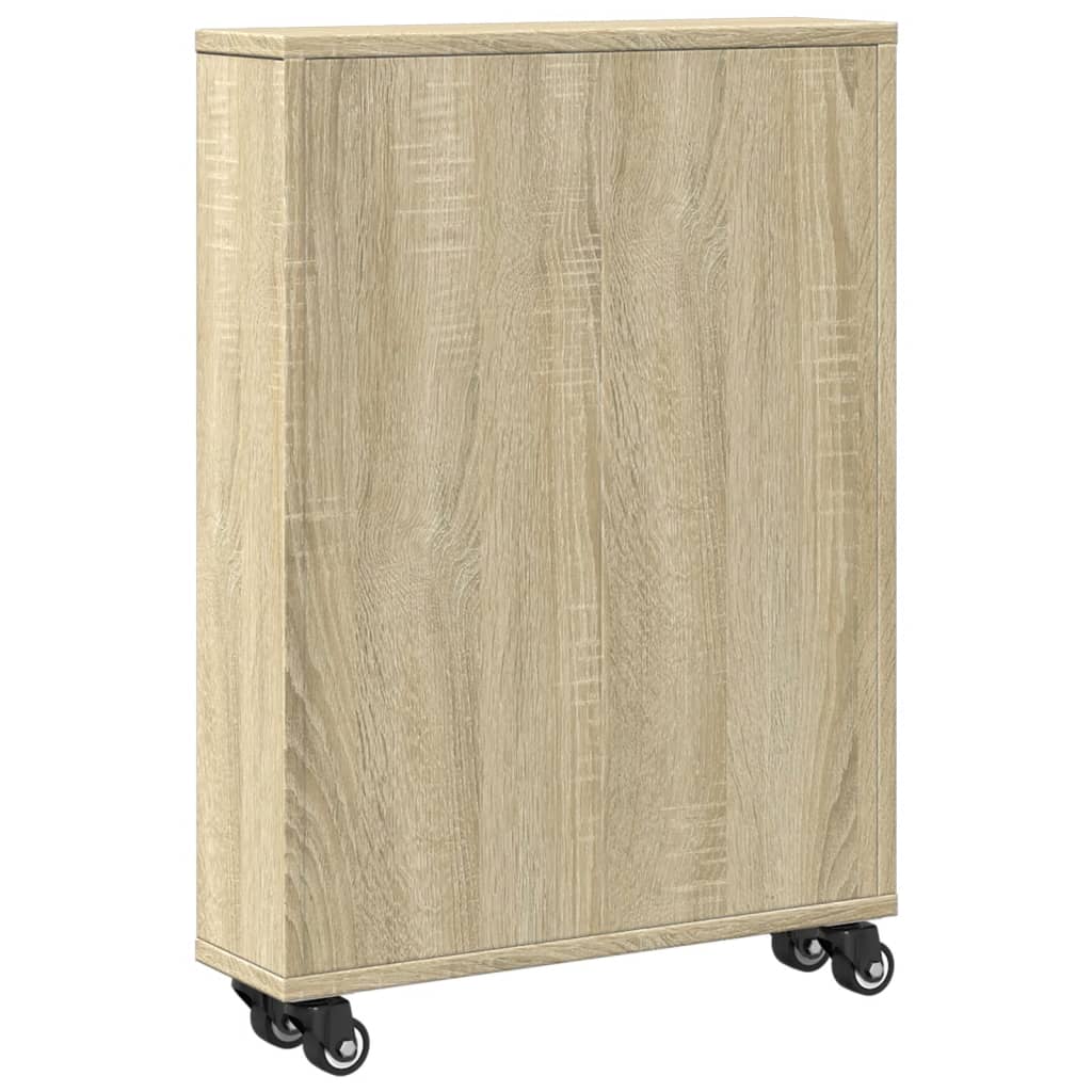 Chariot de rangement étroit chêne sonoma bois d'ingénierie - XIOS