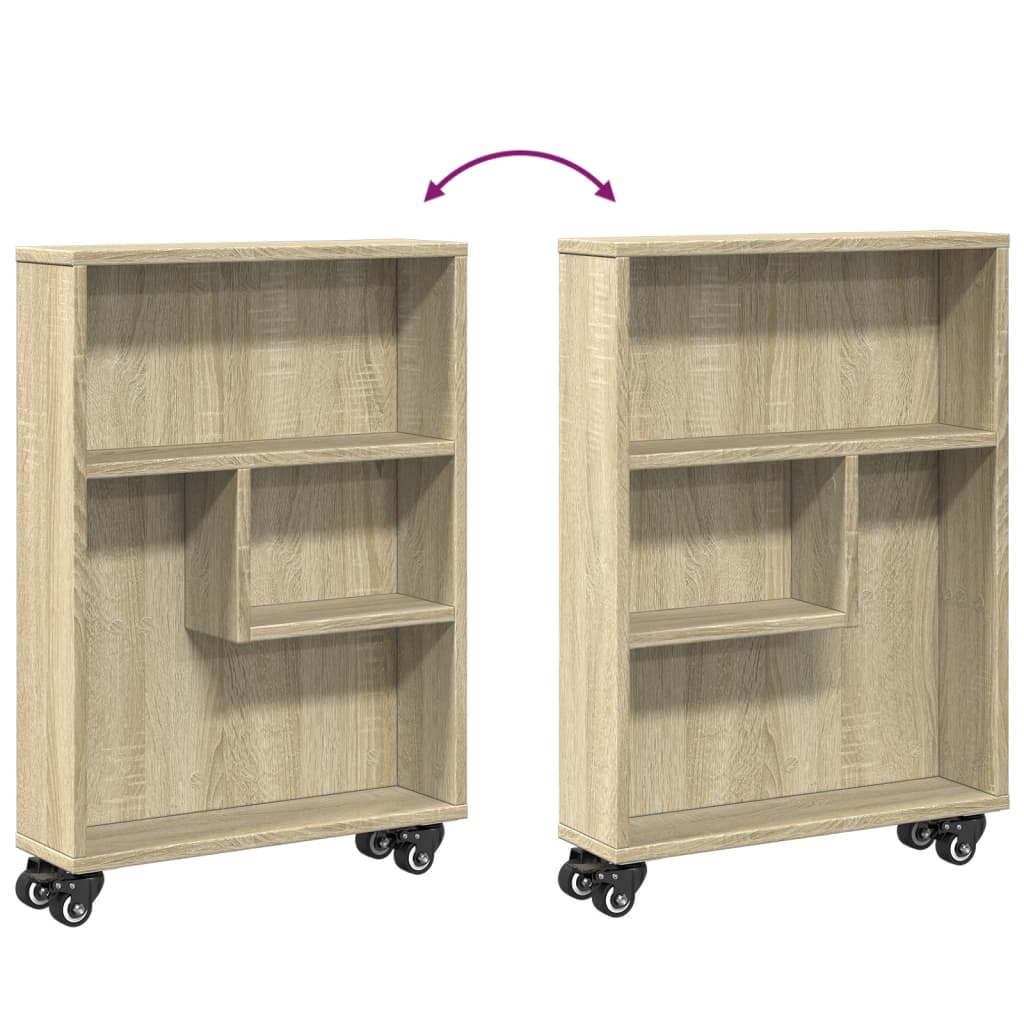 Chariot de rangement étroit chêne sonoma bois d'ingénierie - XIOS