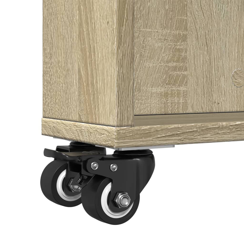 Chariot de rangement étroit chêne sonoma bois d'ingénierie - XIOS