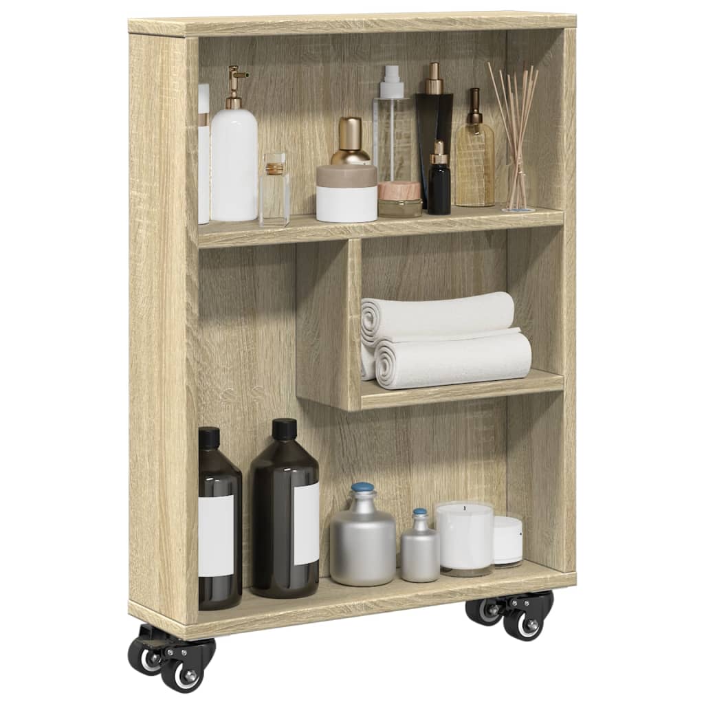 Chariot de rangement étroit chêne sonoma bois d'ingénierie - XIOS