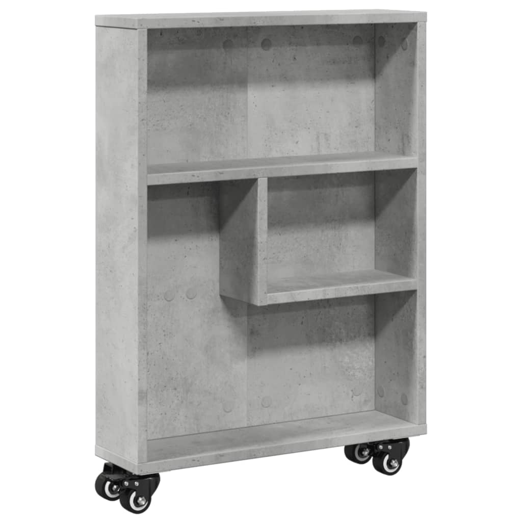 Chariot de rangement étroit gris béton bois d'ingénierie - XIOS