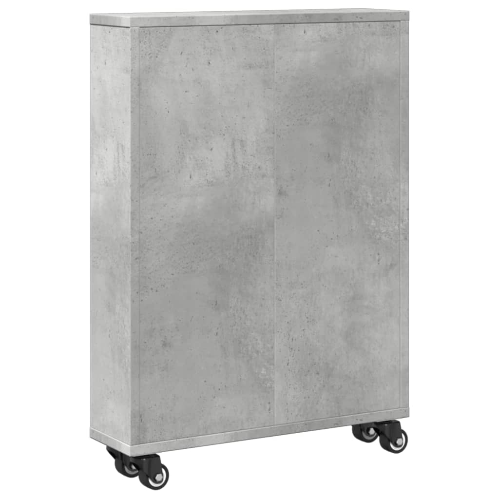 Chariot de rangement étroit gris béton bois d'ingénierie - XIOS