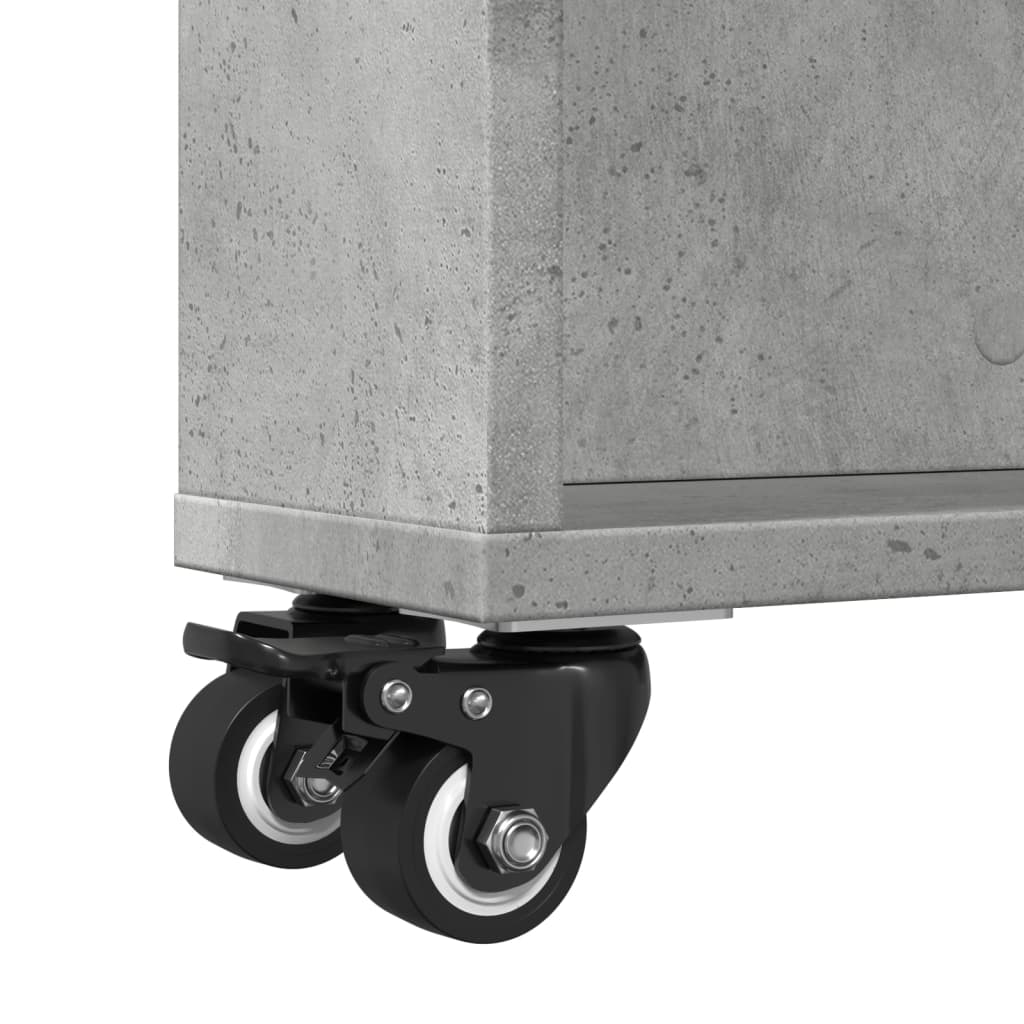 Chariot de rangement étroit gris béton bois d'ingénierie - XIOS