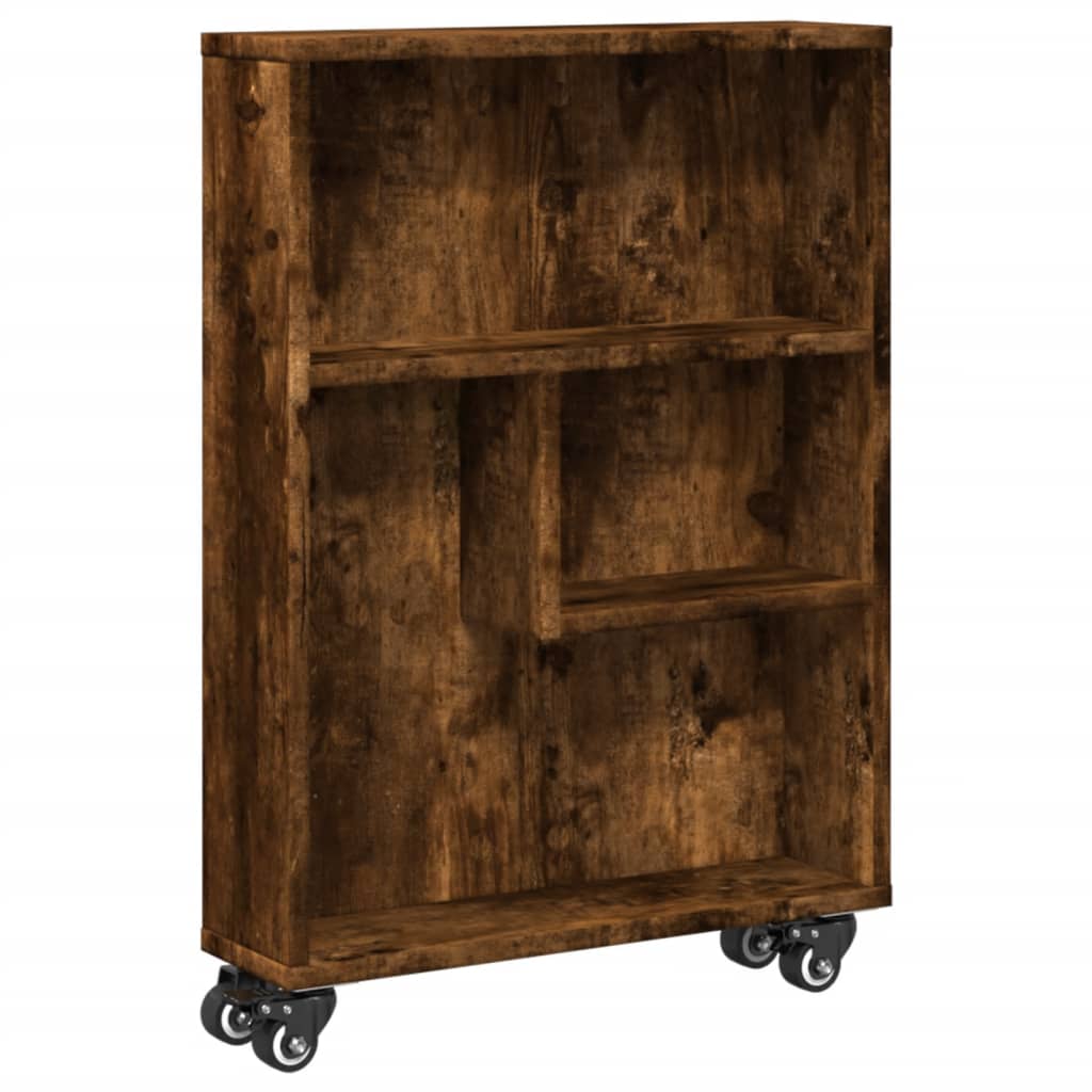 Chariot de rangement étroit chêne fumé bois d'ingénierie - XIOS