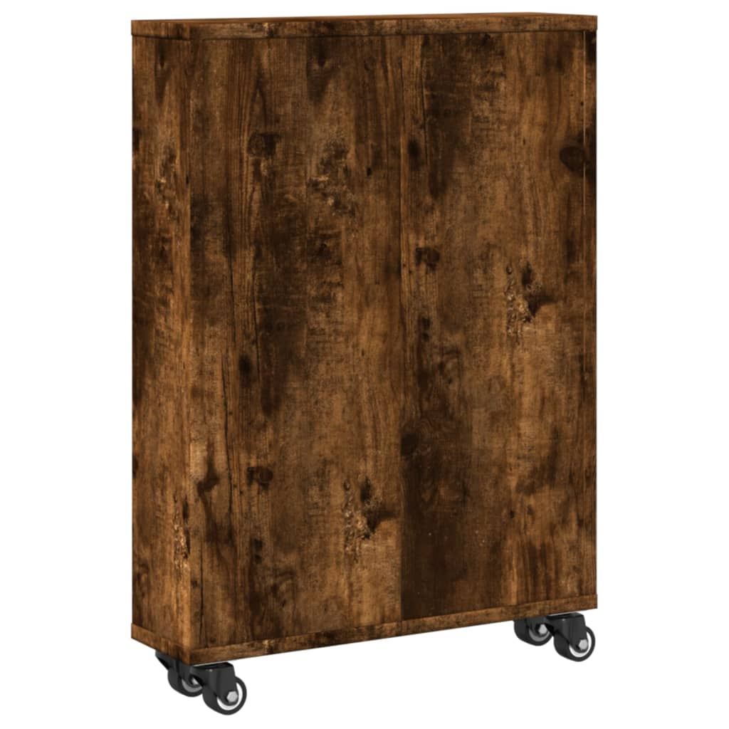 Chariot de rangement étroit chêne fumé bois d'ingénierie - XIOS