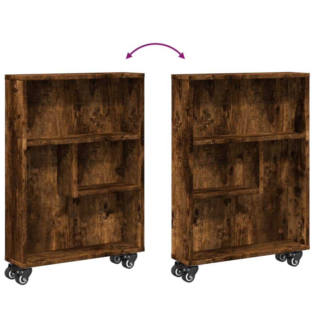 Chariot de rangement étroit chêne fumé bois d'ingénierie - XIOS