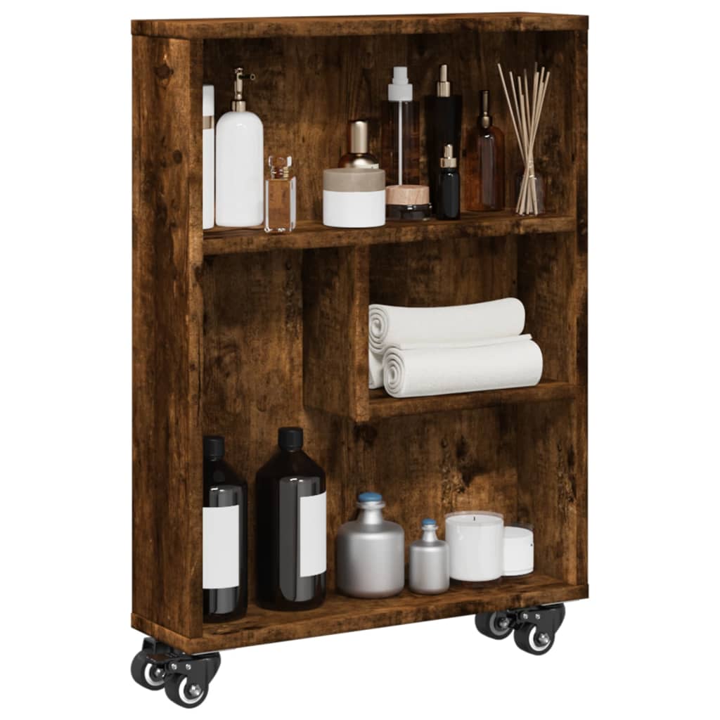 Chariot de rangement étroit chêne fumé bois d'ingénierie - XIOS