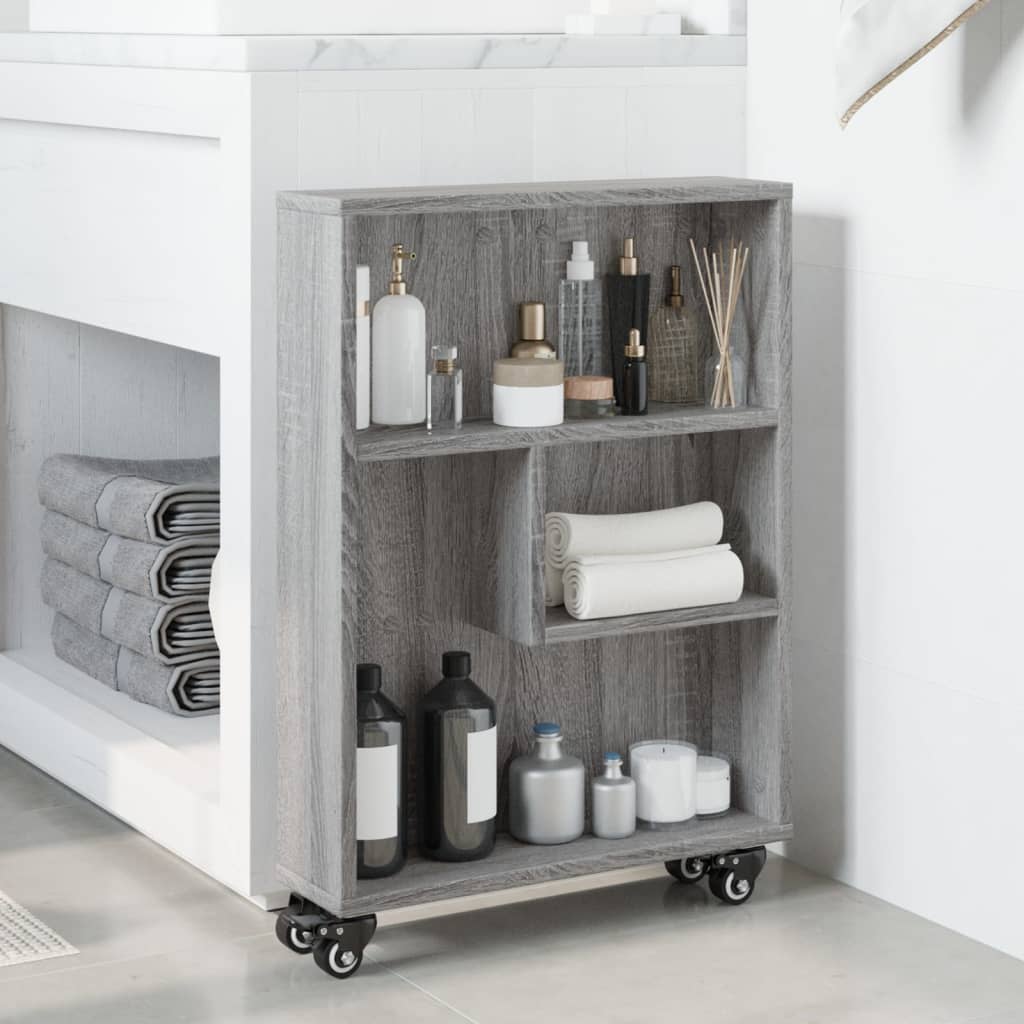 Chariot de rangement étroit sonoma gris bois d'ingénierie - XIOS