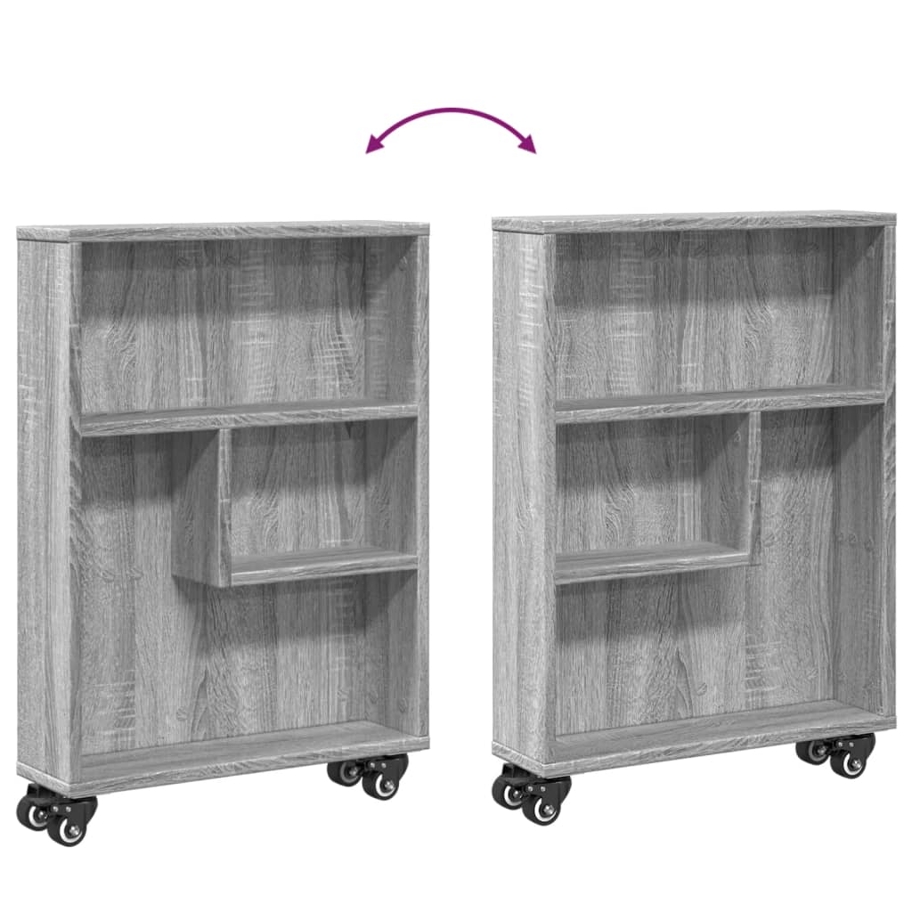 Chariot de rangement étroit sonoma gris bois d'ingénierie - XIOS