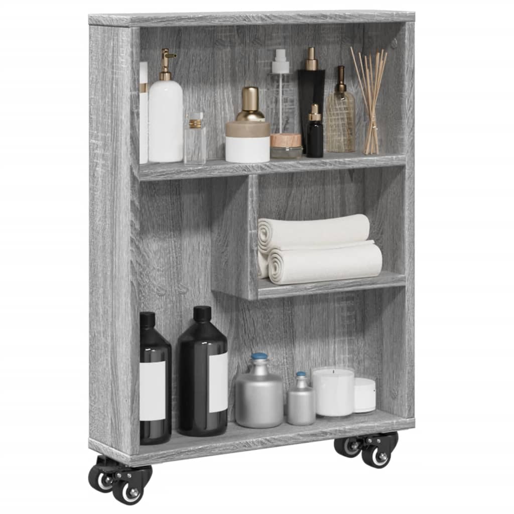 Chariot de rangement étroit sonoma gris bois d'ingénierie - XIOS