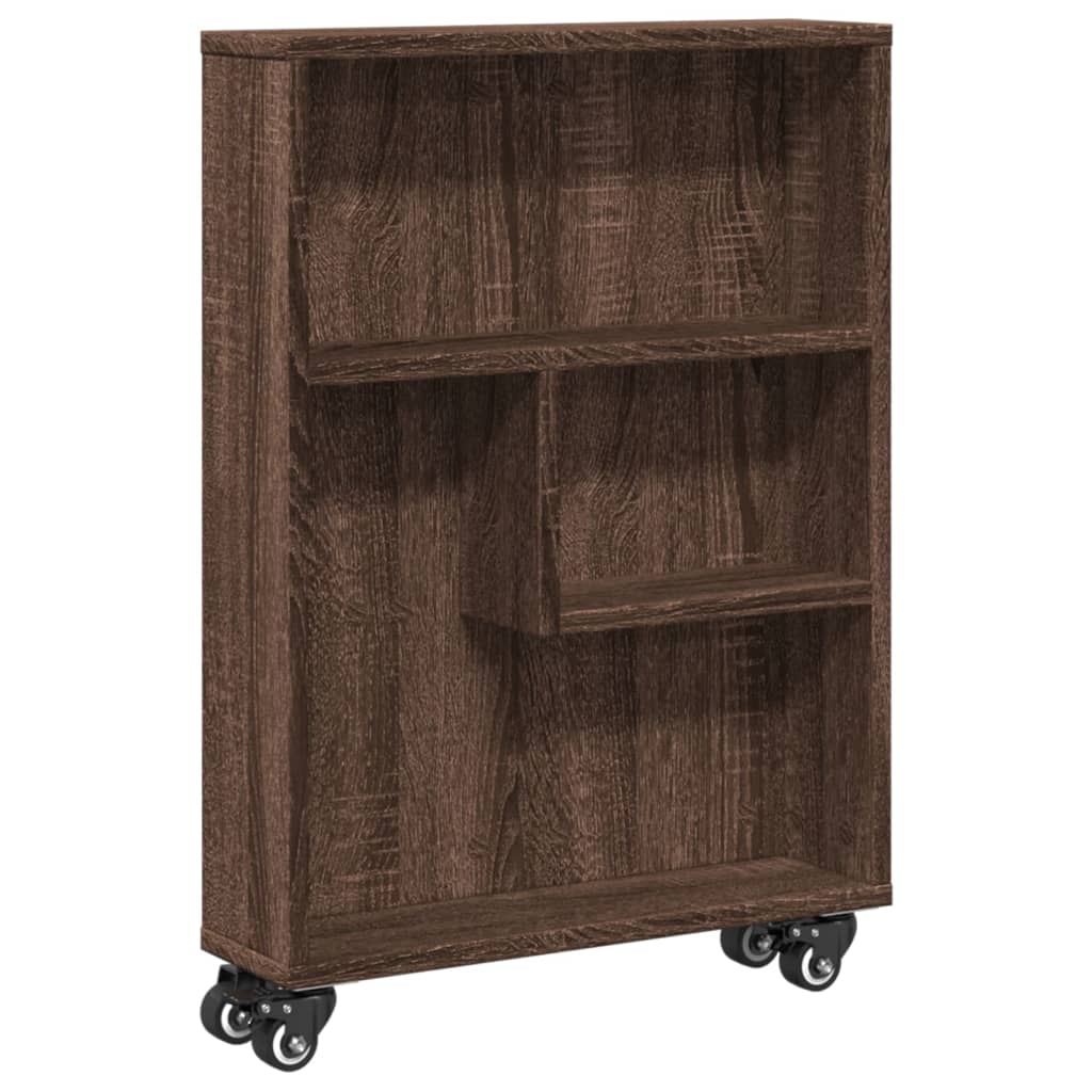 Chariot de rangement étroit chêne marron bois d'ingénierie - XIOS