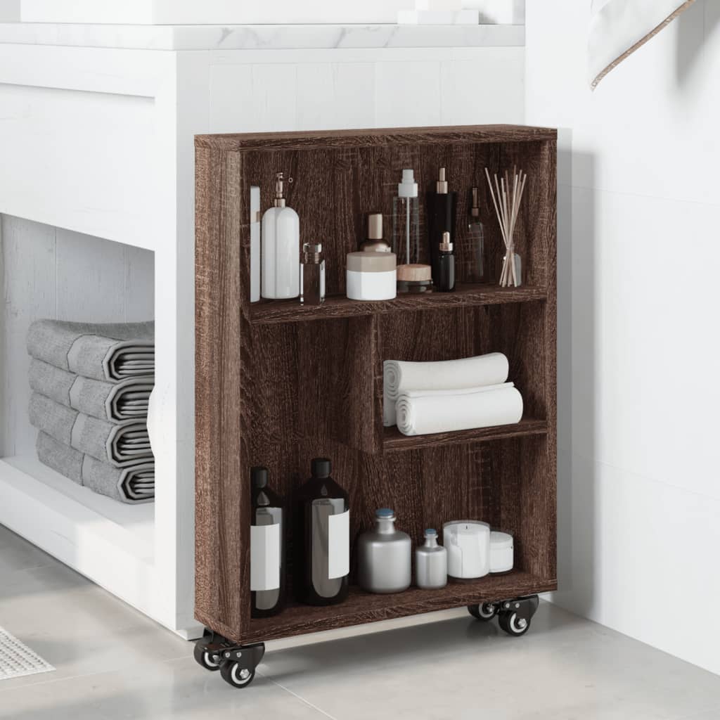 Chariot de rangement étroit chêne marron bois d'ingénierie - XIOS