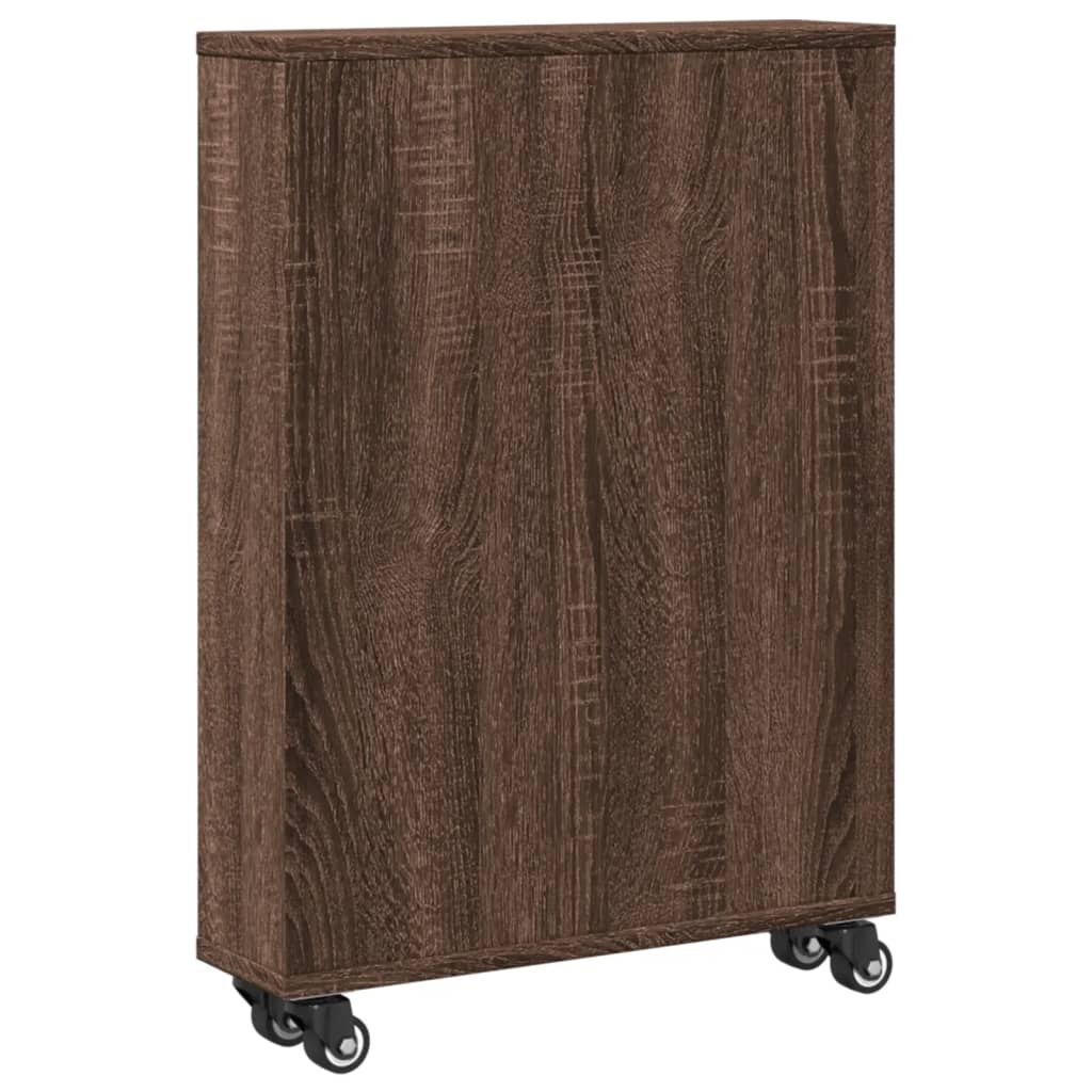 Chariot de rangement étroit chêne marron bois d'ingénierie - XIOS