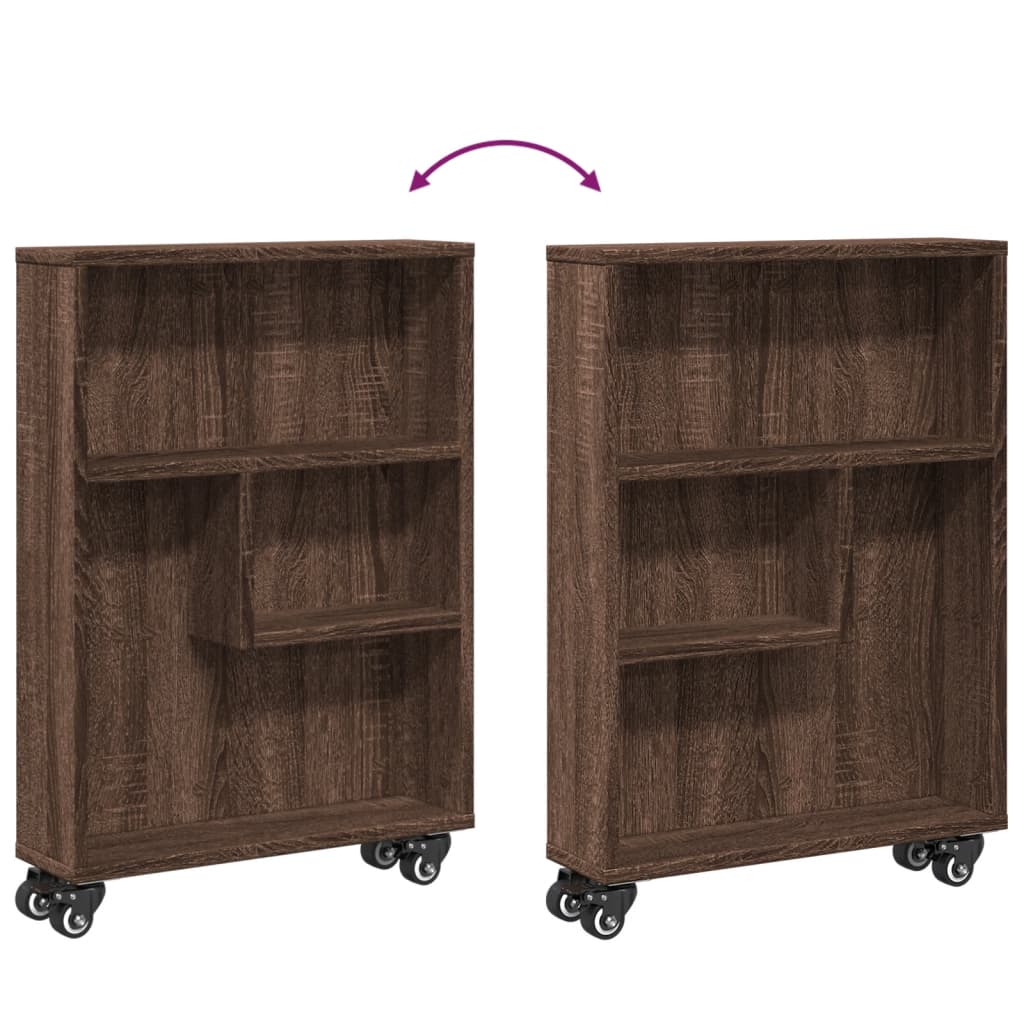 Chariot de rangement étroit chêne marron bois d'ingénierie - XIOS