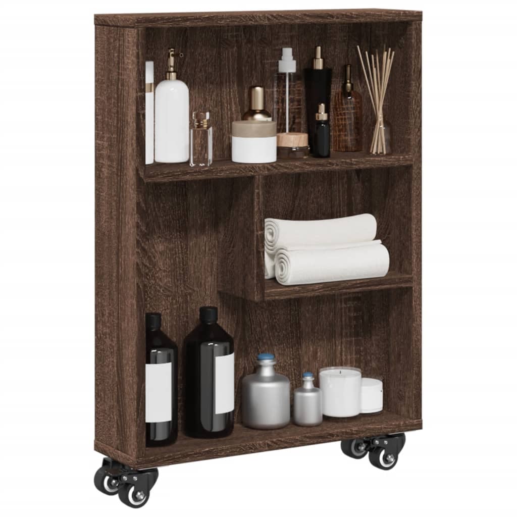 Chariot de rangement étroit chêne marron bois d'ingénierie - XIOS