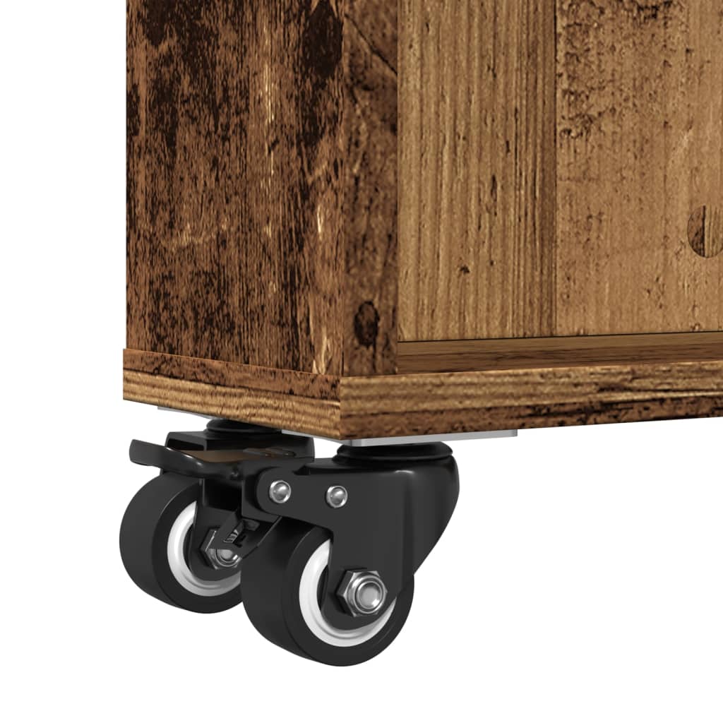 Chariot de rangement étroit vieux bois bois d'ingénierie - XIOS