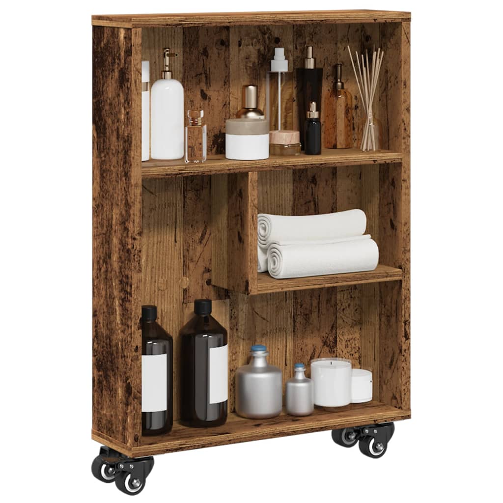 Chariot de rangement étroit vieux bois bois d'ingénierie - XIOS