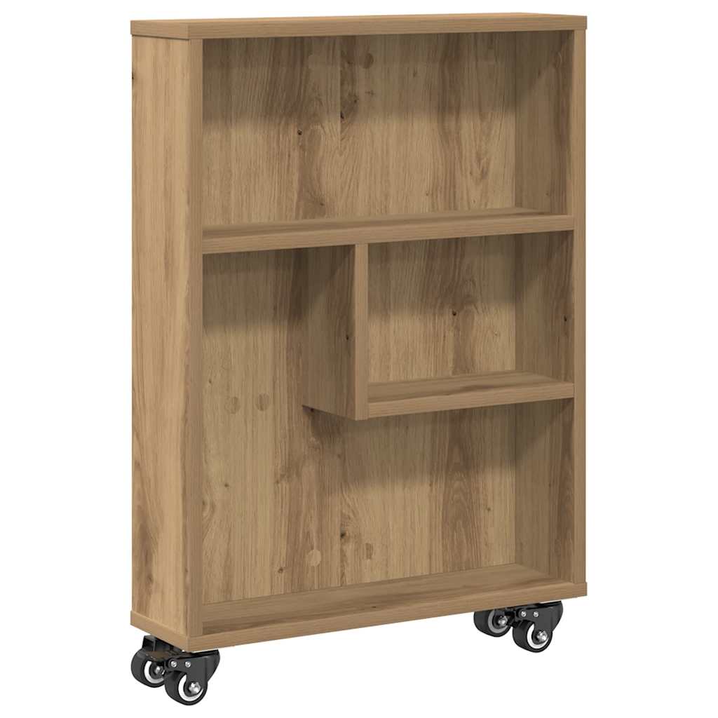 Chariot de rangement étroit chêne artisanal bois d'ingénierie - XIOS