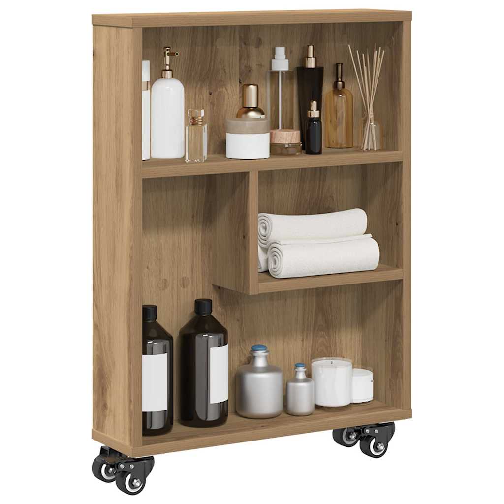 Chariot de rangement étroit chêne artisanal bois d'ingénierie - XIOS