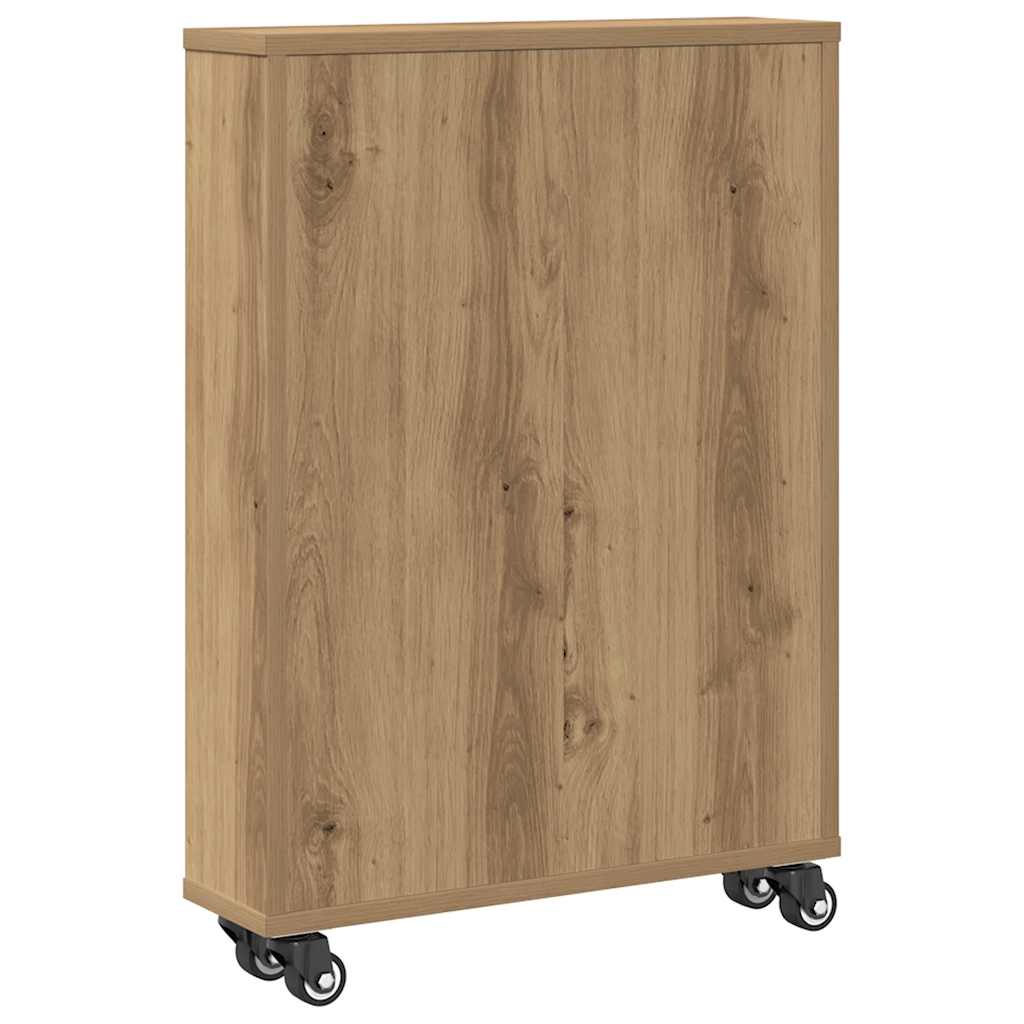Chariot de rangement étroit chêne artisanal bois d'ingénierie - XIOS