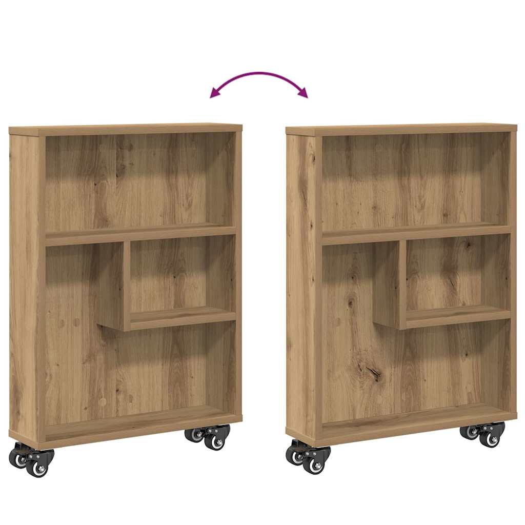Chariot de rangement étroit chêne artisanal bois d'ingénierie - XIOS