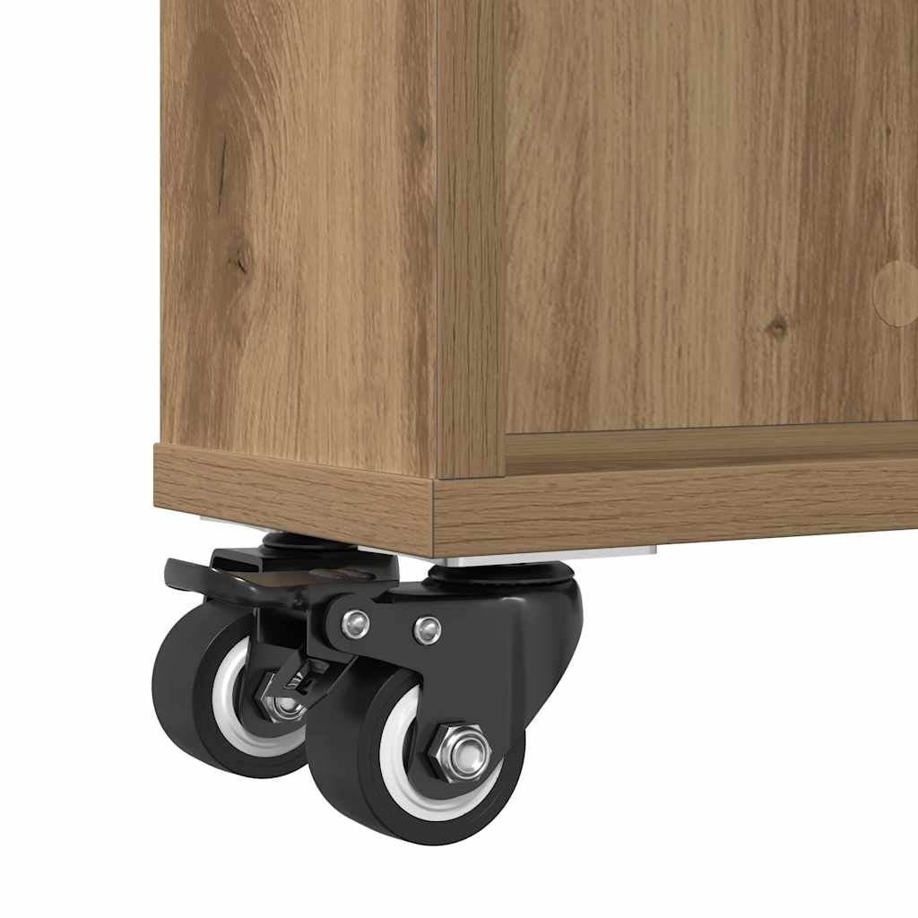 Chariot de rangement étroit chêne artisanal bois d'ingénierie - XIOS