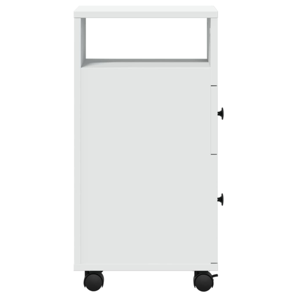 Meuble étroit de salle de bain à roulettes blanc