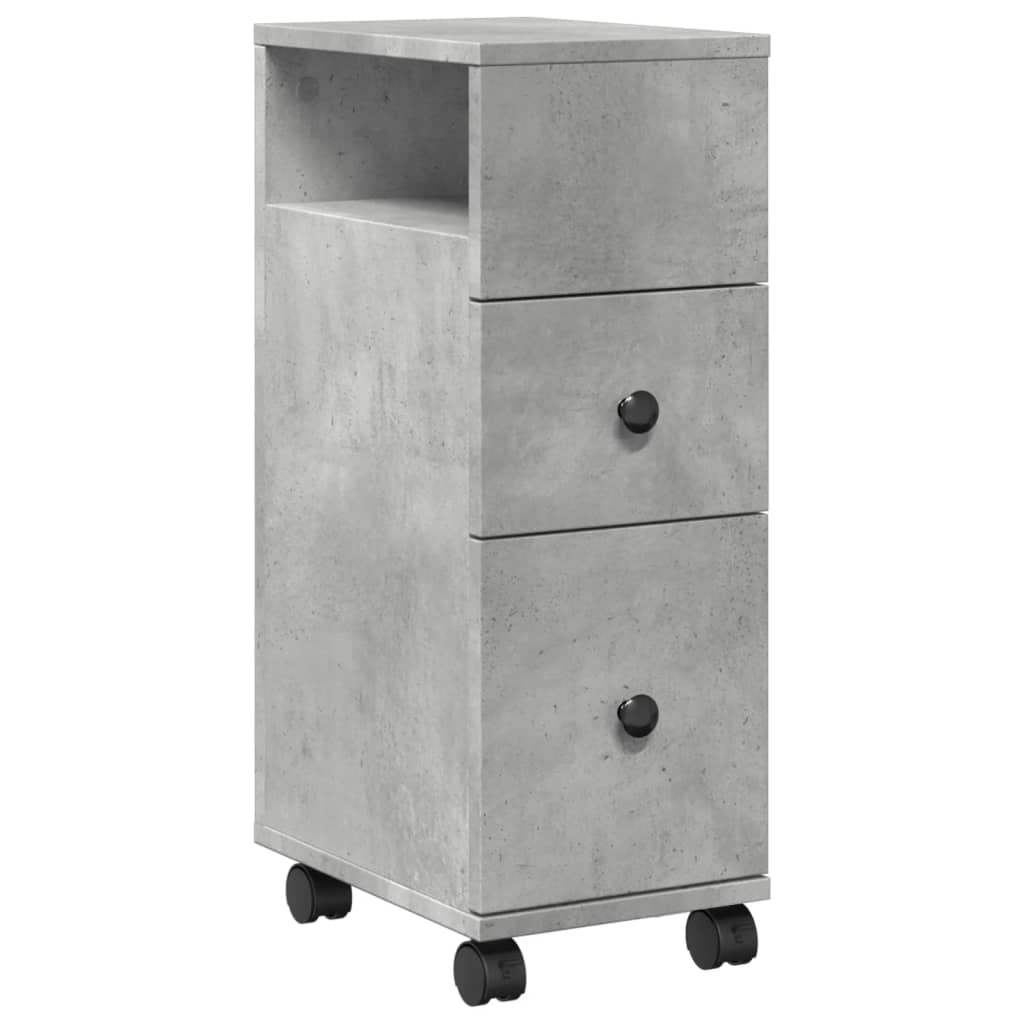 Meuble étroit de salle de bain à roulettes gris béton Casiers & armoires de rangement vidaXL