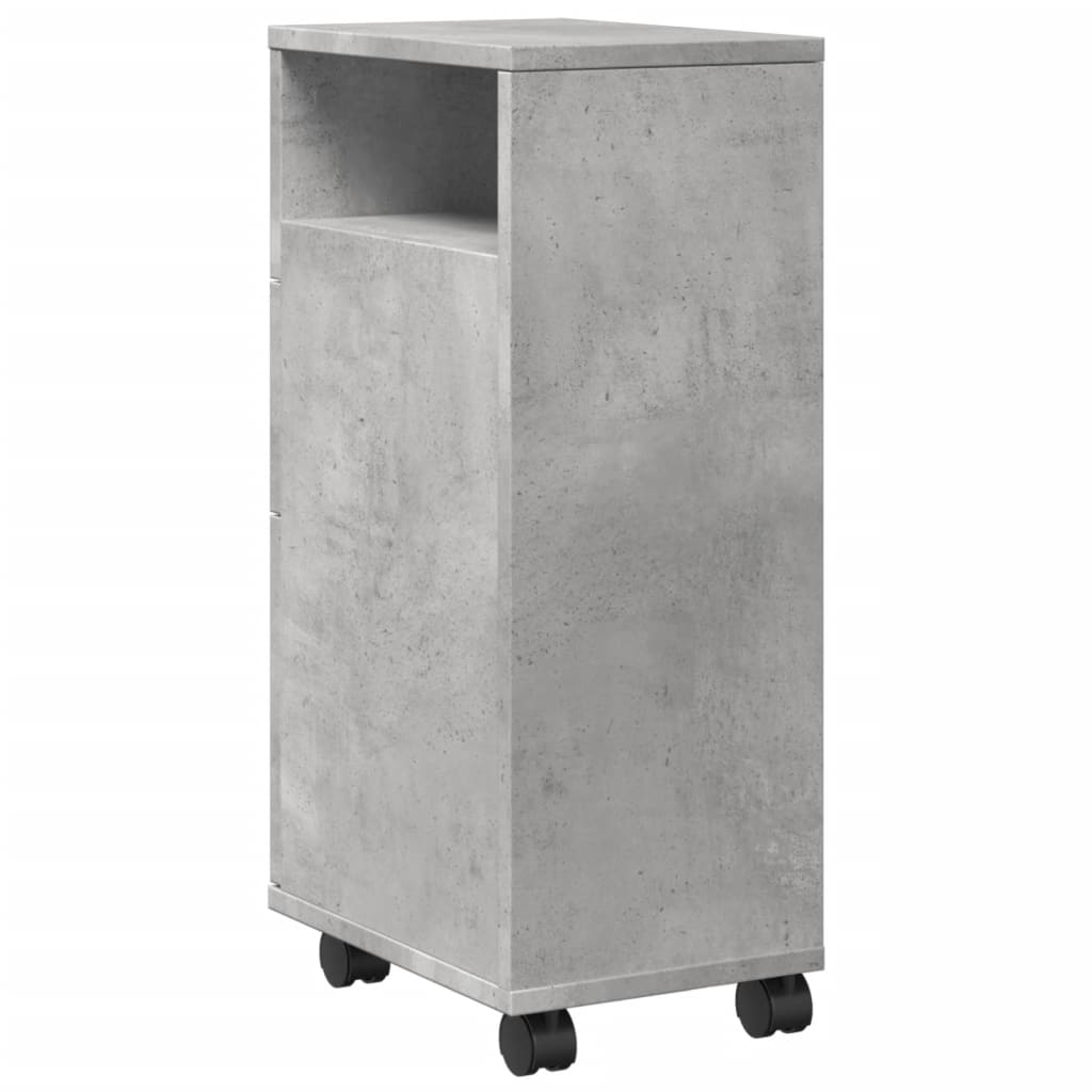 Meuble étroit de salle de bain à roulettes gris béton Casiers & armoires de rangement vidaXL