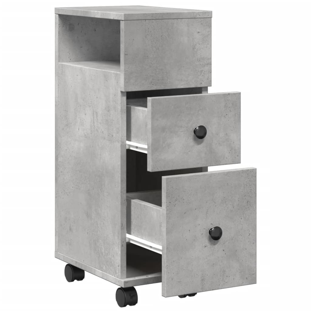 Meuble étroit de salle de bain à roulettes gris béton Casiers & armoires de rangement vidaXL