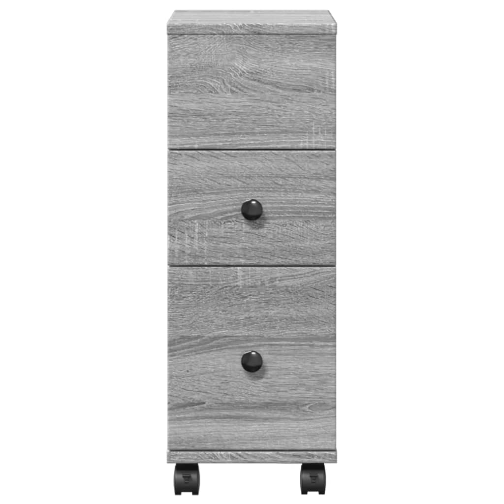 Meuble étroit de salle de bain à roulettes sonoma gris