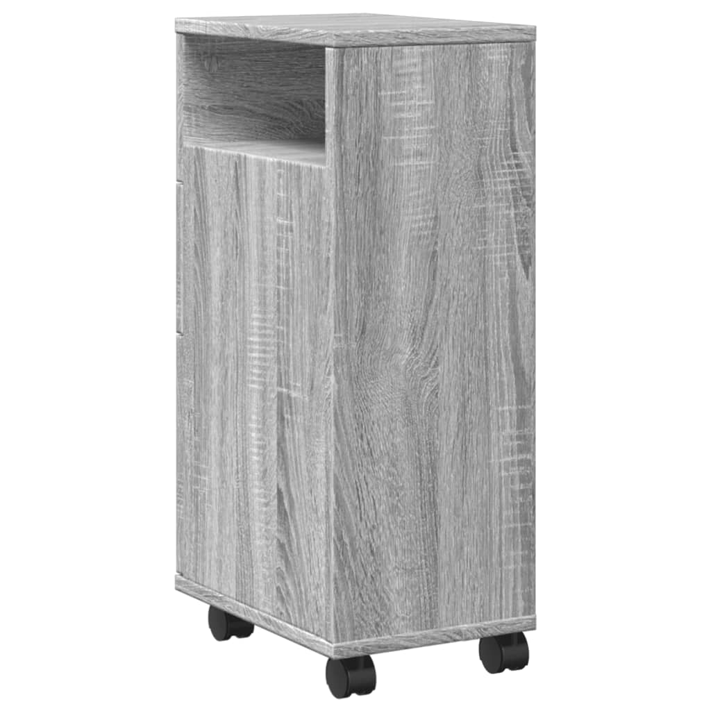 Meuble étroit de salle de bain à roulettes sonoma gris