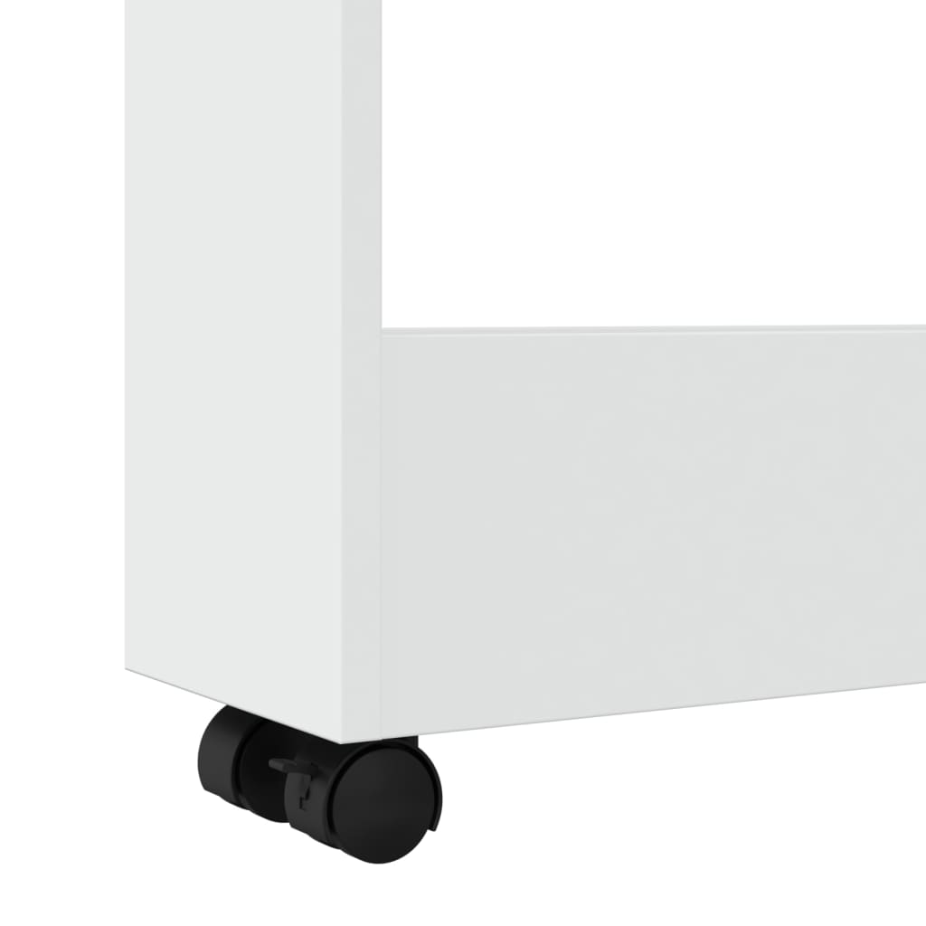 Chariot de rangement étroit à 3 niveaux en bois d'ingénierie blanc - XIOS