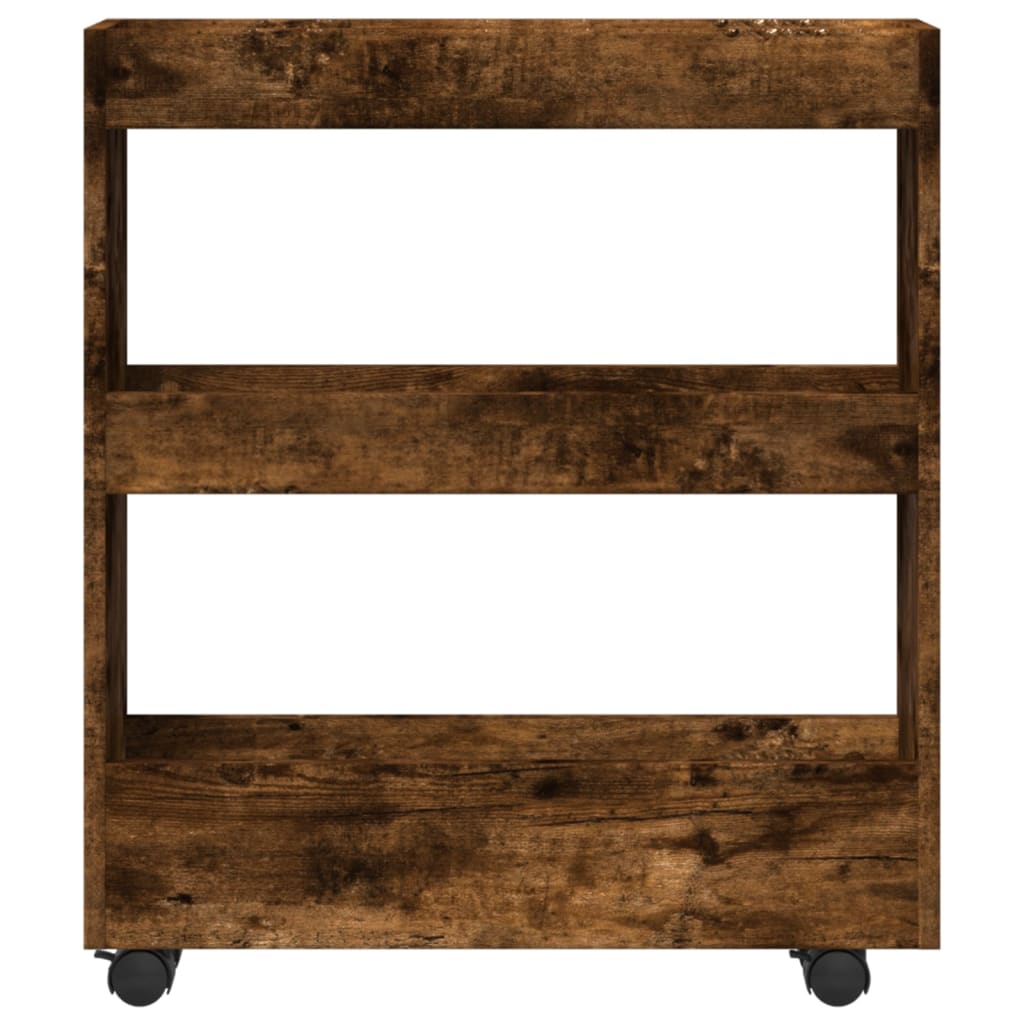 Chariot de rangement étroit 3 niveaux chêne fumé - XIOS